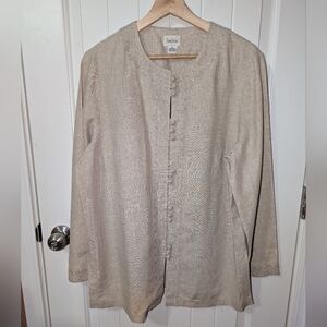 Neiman Marcus Linen Embellished Cardigan Women’s Large Beige